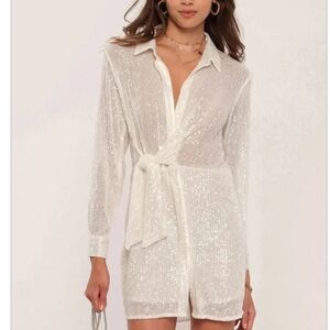Heartloom Martinique White Mini Sequin Dress Size  S